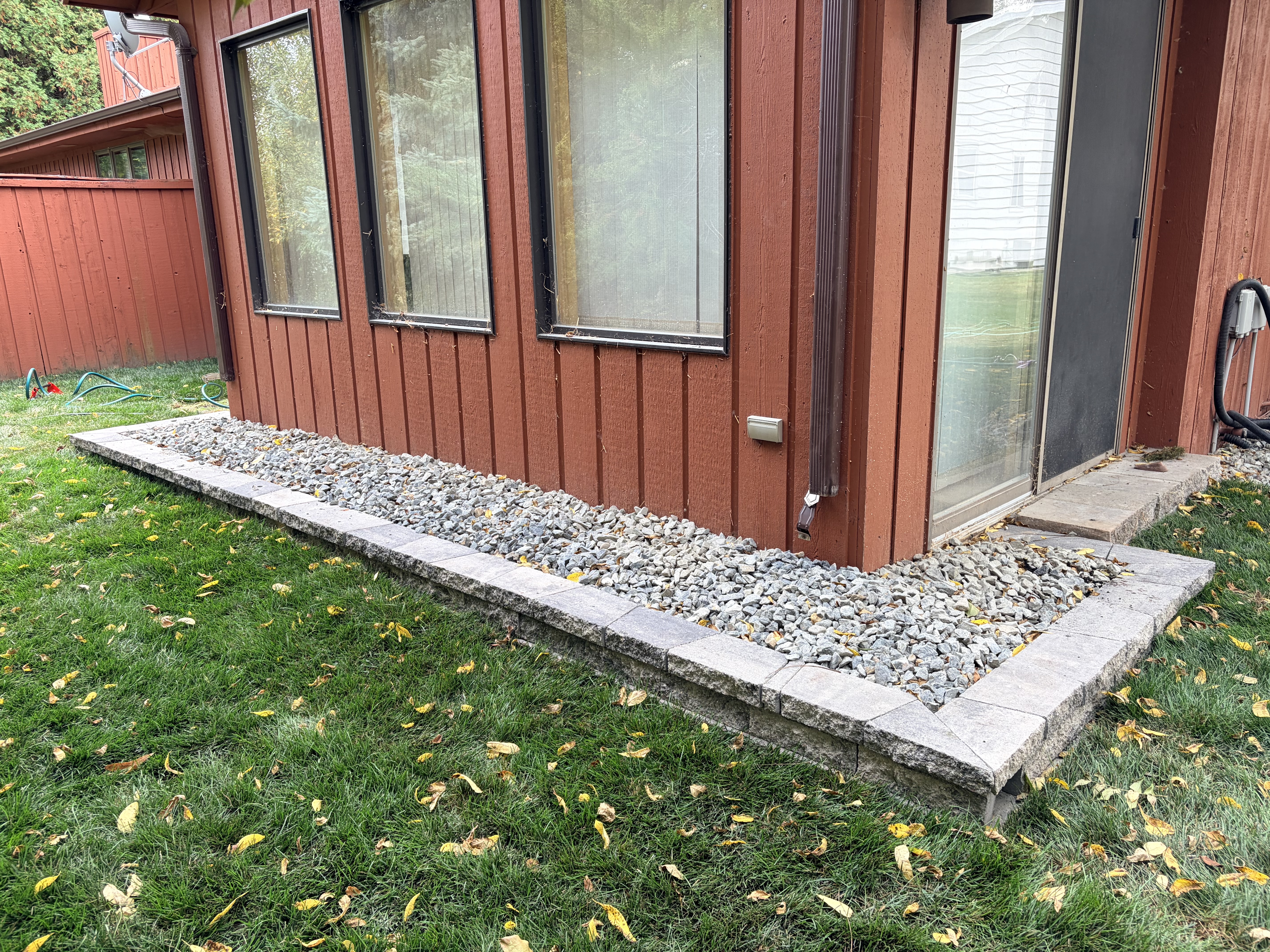 Fresh stone border detail along the edge of a home's exterior